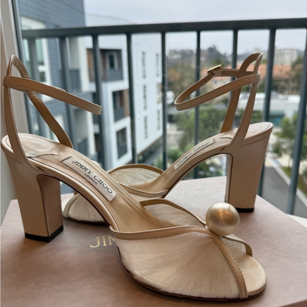 Jimmy Choo Sacaria 85mm Tulle Sandals Size 41